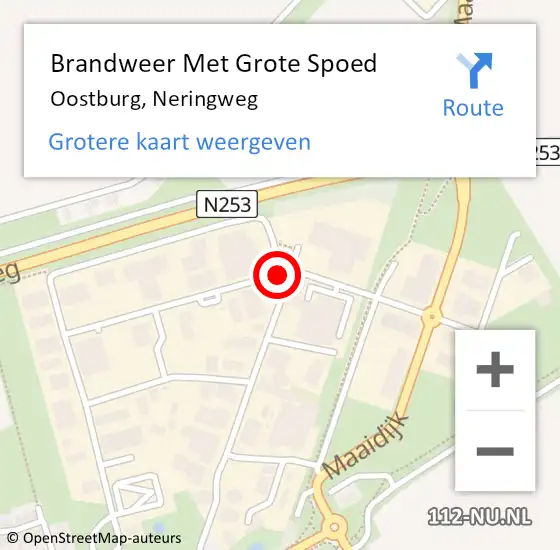 Locatie op kaart van de 112 melding: Brandweer Met Grote Spoed Naar Oostburg, Neringweg op 27 augustus 2019 14:29