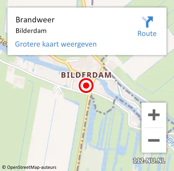 Locatie op kaart van de 112 melding: Brandweer Bilderdam op 27 augustus 2019 14:32