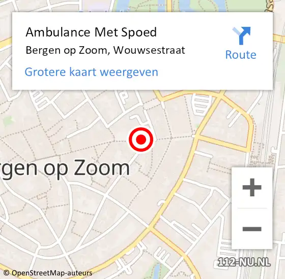 Locatie op kaart van de 112 melding: Ambulance Met Spoed Naar Bergen op Zoom, Wouwsestraat op 27 augustus 2019 14:44