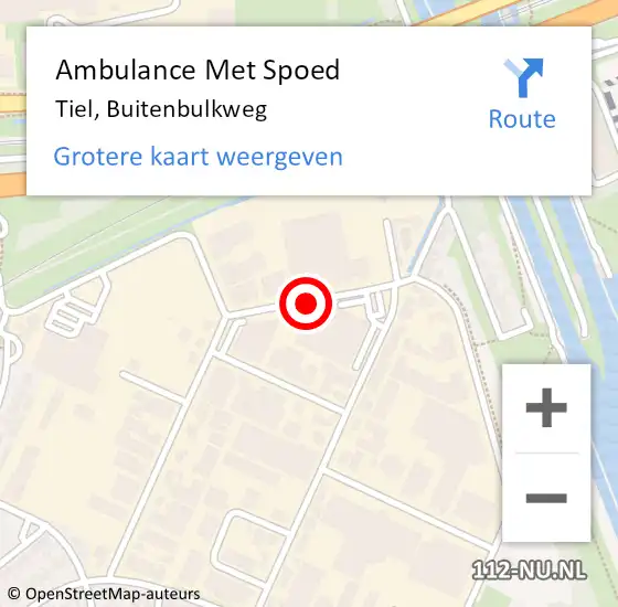 Locatie op kaart van de 112 melding: Ambulance Met Spoed Naar Tiel, Buitenbulkweg op 27 augustus 2019 14:47