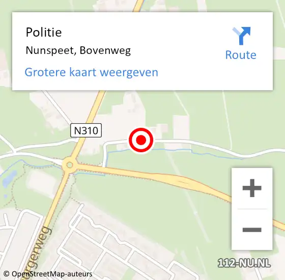 Locatie op kaart van de 112 melding: Politie Nunspeet, Bovenweg op 27 augustus 2019 15:26