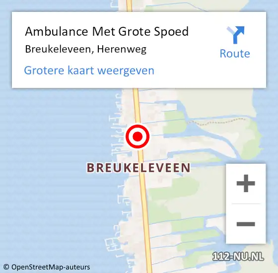 Locatie op kaart van de 112 melding: Ambulance Met Grote Spoed Naar Breukeleveen, Herenweg op 27 augustus 2019 15:35