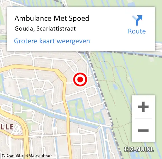 Locatie op kaart van de 112 melding: Ambulance Met Spoed Naar Gouda, Scarlattistraat op 27 augustus 2019 16:28