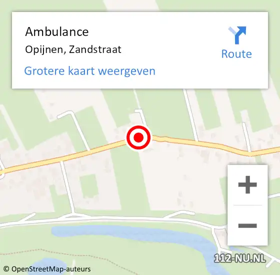 Locatie op kaart van de 112 melding: Ambulance Opijnen, Zandstraat op 27 augustus 2019 16:49