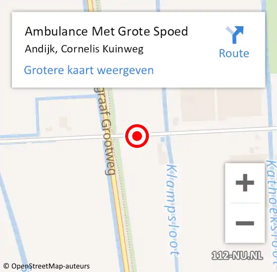 Locatie op kaart van de 112 melding: Ambulance Met Grote Spoed Naar Andijk, Cornelis Kuinweg op 27 augustus 2019 16:59