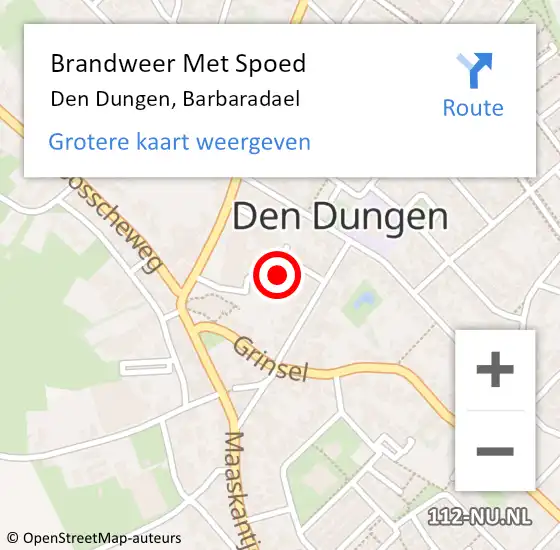 Locatie op kaart van de 112 melding: Brandweer Met Spoed Naar Den Dungen, Barbaradael op 27 augustus 2019 17:00