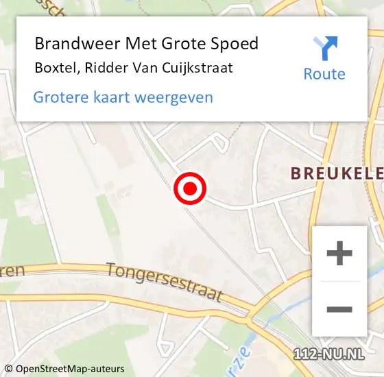 Locatie op kaart van de 112 melding: Brandweer Met Grote Spoed Naar Boxtel, Ridder Van Cuijkstraat op 27 augustus 2019 17:07