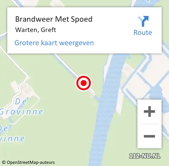 Locatie op kaart van de 112 melding: Brandweer Met Spoed Naar Warten, Greft op 27 augustus 2019 17:18