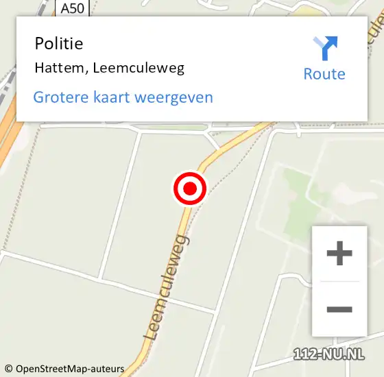 Locatie op kaart van de 112 melding: Politie Hattem, Leemculeweg op 27 augustus 2019 17:58