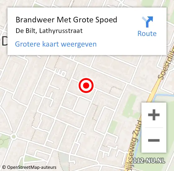 Locatie op kaart van de 112 melding: Brandweer Met Grote Spoed Naar De Bilt, Lathyrusstraat op 27 augustus 2019 18:08