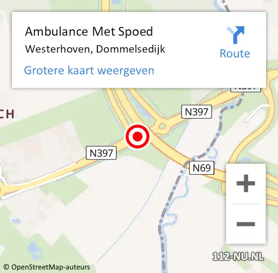 Locatie op kaart van de 112 melding: Ambulance Met Spoed Naar Westerhoven, Dommelsedijk op 27 augustus 2019 19:32