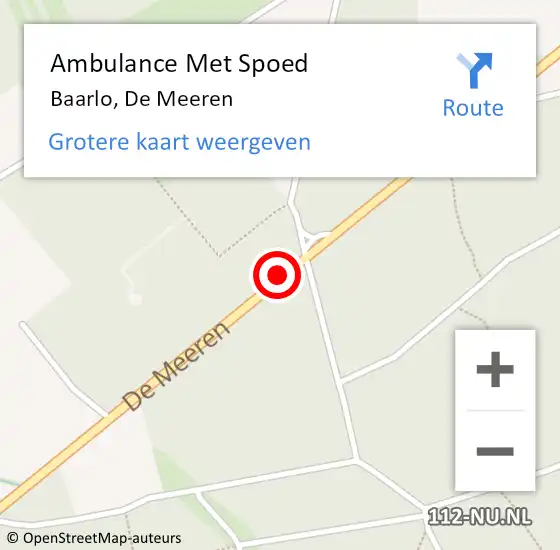 Locatie op kaart van de 112 melding: Ambulance Met Spoed Naar Baarlo, De Meeren op 27 augustus 2019 19:46