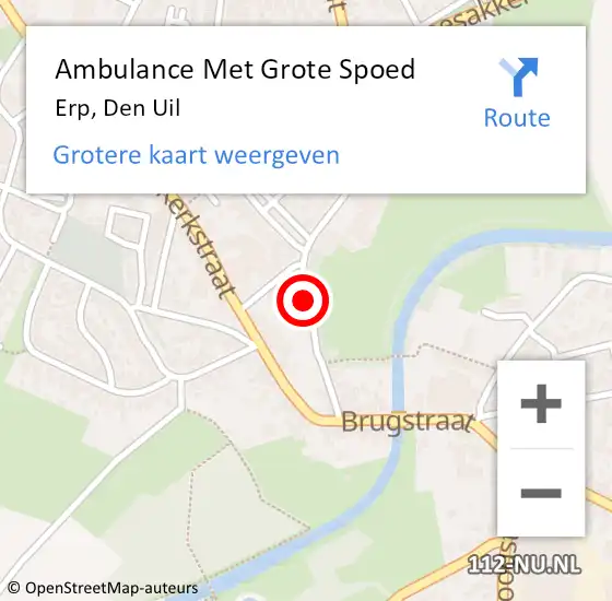 Locatie op kaart van de 112 melding: Ambulance Met Grote Spoed Naar Erp, Den Uil op 27 augustus 2019 20:42