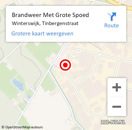 Locatie op kaart van de 112 melding: Brandweer Met Grote Spoed Naar Winterswijk, Tinbergenstraat op 27 augustus 2019 20:50