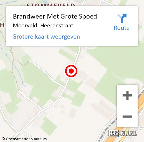 Locatie op kaart van de 112 melding: Brandweer Met Grote Spoed Naar Moorveld, Heerenstraat op 27 augustus 2019 21:20