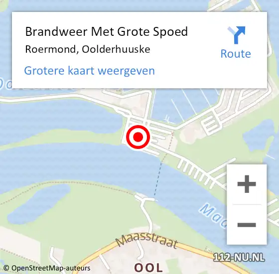 Locatie op kaart van de 112 melding: Brandweer Met Grote Spoed Naar Roermond, Oolderhuuske op 27 augustus 2019 21:21