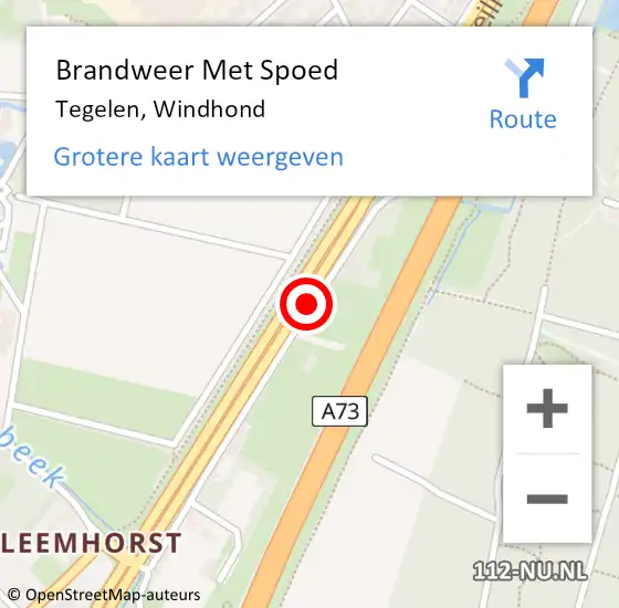 Locatie op kaart van de 112 melding: Brandweer Met Spoed Naar Tegelen, Windhond op 27 augustus 2019 21:38