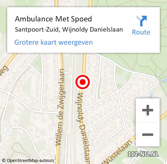 Locatie op kaart van de 112 melding: Ambulance Met Spoed Naar Santpoort-Zuid, Wijnoldy Danielslaan op 27 augustus 2019 22:54