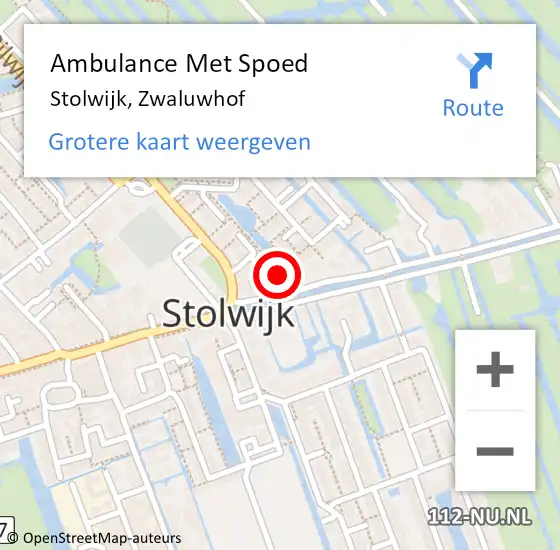 Locatie op kaart van de 112 melding: Ambulance Met Spoed Naar Stolwijk, Zwaluwhof op 11 april 2014 22:10
