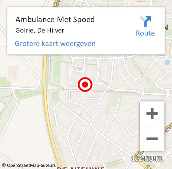 Locatie op kaart van de 112 melding: Ambulance Met Spoed Naar Goirle, De Hilver op 27 augustus 2019 23:56