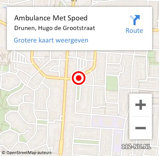 Locatie op kaart van de 112 melding: Ambulance Met Spoed Naar Drunen, Hugo de Grootstraat op 28 augustus 2019 00:13