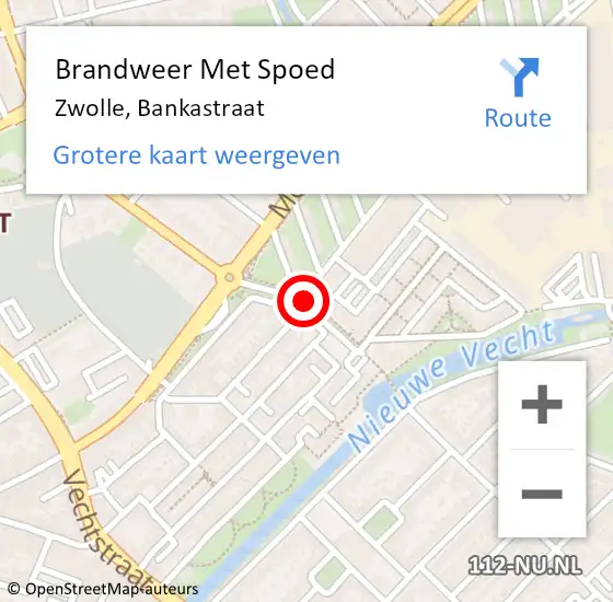 Locatie op kaart van de 112 melding: Brandweer Met Spoed Naar Zwolle, Bankastraat op 28 augustus 2019 01:01