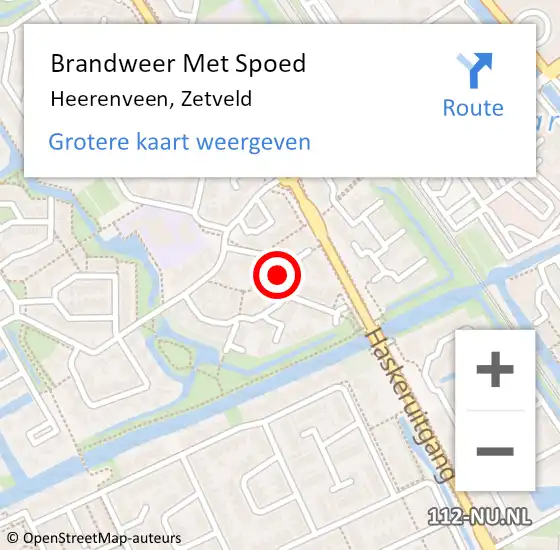 Locatie op kaart van de 112 melding: Brandweer Met Spoed Naar Heerenveen, Zetveld op 28 augustus 2019 01:06