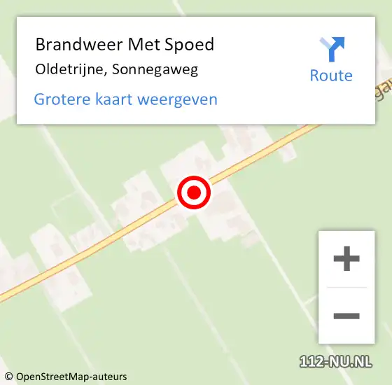 Locatie op kaart van de 112 melding: Brandweer Met Spoed Naar Oldetrijne, Sonnegaweg op 28 augustus 2019 02:56