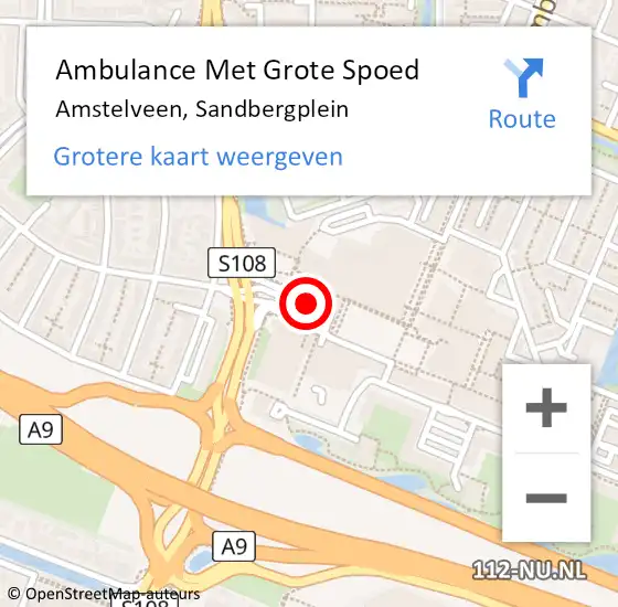 Locatie op kaart van de 112 melding: Ambulance Met Grote Spoed Naar Amstelveen, Sandbergplein op 28 augustus 2019 05:19