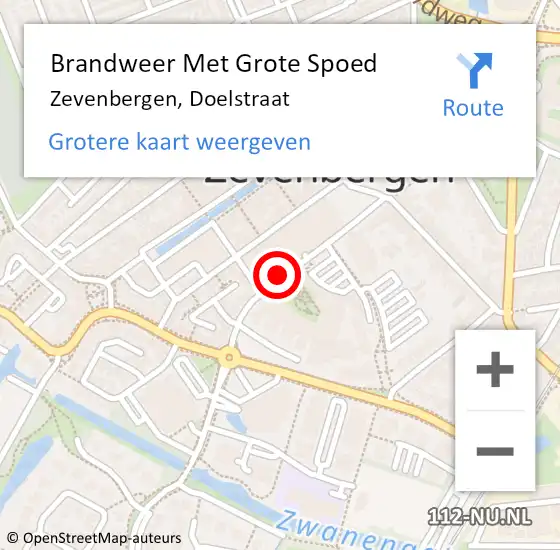 Locatie op kaart van de 112 melding: Brandweer Met Grote Spoed Naar Zevenbergen, Doelstraat op 28 augustus 2019 05:57