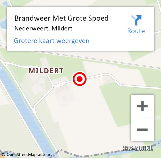 Locatie op kaart van de 112 melding: Brandweer Met Grote Spoed Naar Nederweert, Mildert op 28 augustus 2019 07:21