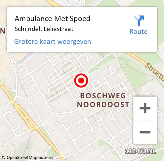 Locatie op kaart van de 112 melding: Ambulance Met Spoed Naar Schijndel, Leliestraat op 28 augustus 2019 07:23