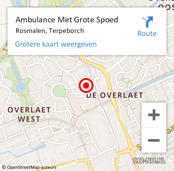 Locatie op kaart van de 112 melding: Ambulance Met Grote Spoed Naar Rosmalen, Terpeborch op 28 augustus 2019 07:46