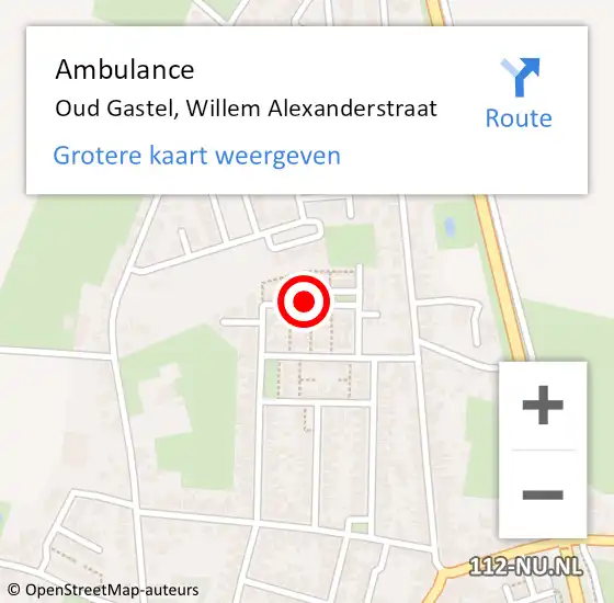 Locatie op kaart van de 112 melding: Ambulance Oud Gastel, Willem Alexanderstraat op 28 augustus 2019 09:27