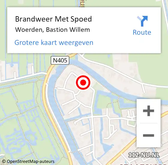 Locatie op kaart van de 112 melding: Brandweer Met Spoed Naar Woerden, Bastion Willem op 28 augustus 2019 10:13