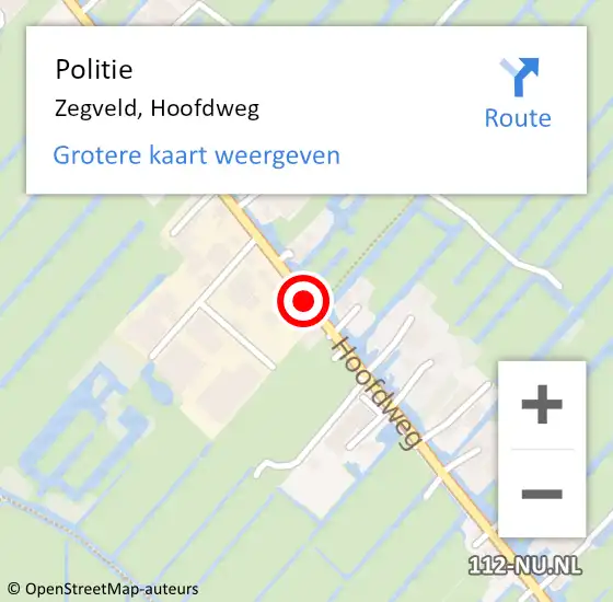 Locatie op kaart van de 112 melding: Politie Zegveld, Hoofdweg op 28 augustus 2019 11:38