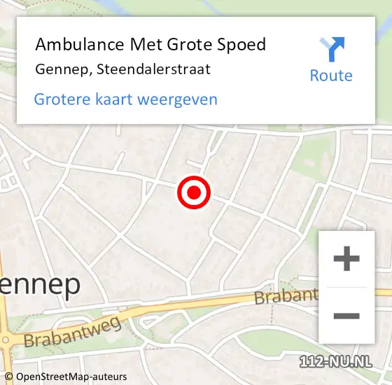 Locatie op kaart van de 112 melding: Ambulance Met Grote Spoed Naar Gennep, Steendalerstraat op 28 augustus 2019 11:49