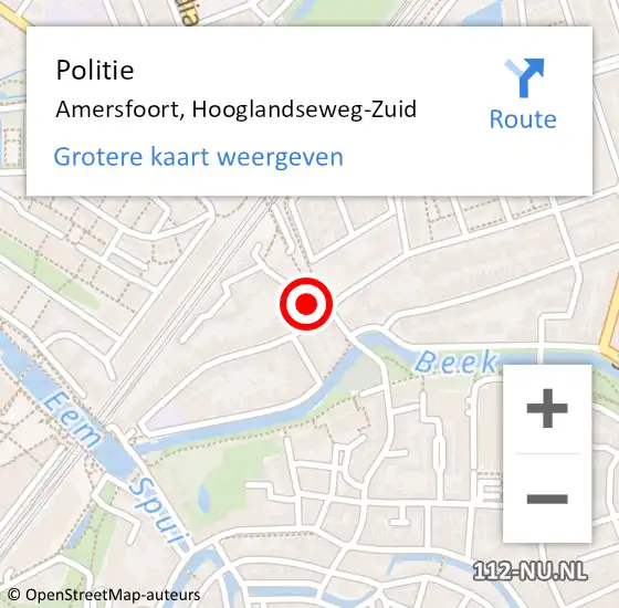 Locatie op kaart van de 112 melding: Politie Amersfoort, Hooglandseweg-Zuid op 28 augustus 2019 11:54