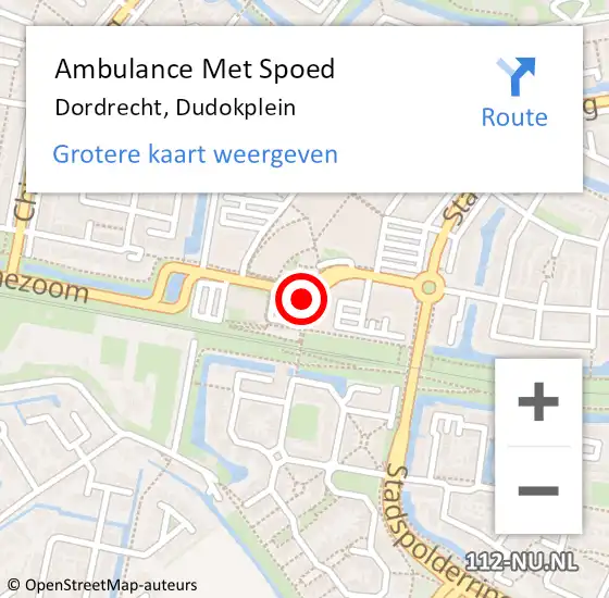Locatie op kaart van de 112 melding: Ambulance Met Spoed Naar Dordrecht, Dudokplein op 28 augustus 2019 12:10