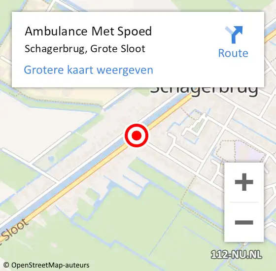 Locatie op kaart van de 112 melding: Ambulance Met Spoed Naar Schagerbrug, Grote Sloot op 28 augustus 2019 12:14