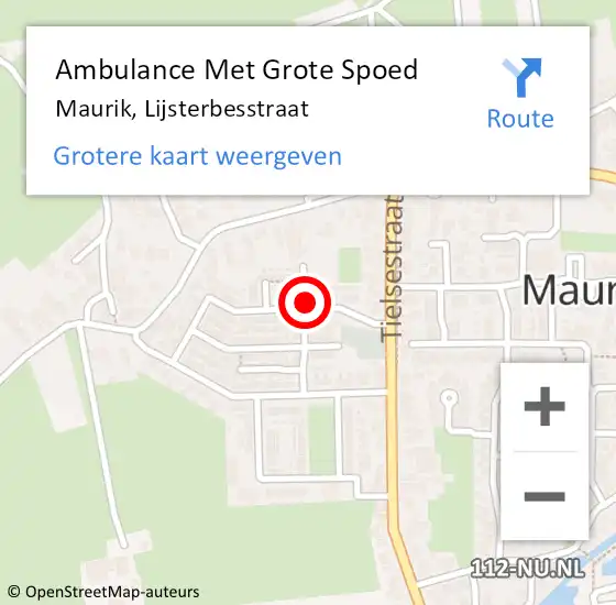 Locatie op kaart van de 112 melding: Ambulance Met Grote Spoed Naar Maurik, Lijsterbesstraat op 11 april 2014 23:36