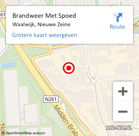 Locatie op kaart van de 112 melding: Brandweer Met Spoed Naar Waalwijk, Nieuwe Zeine op 28 augustus 2019 12:52