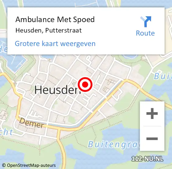 Locatie op kaart van de 112 melding: Ambulance Met Spoed Naar Heusden, Putterstraat op 28 augustus 2019 13:11