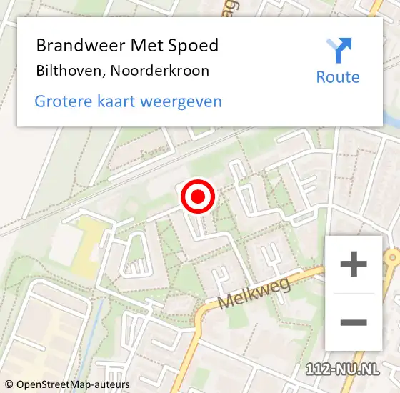 Locatie op kaart van de 112 melding: Brandweer Met Spoed Naar Bilthoven, Noorderkroon op 28 augustus 2019 13:14
