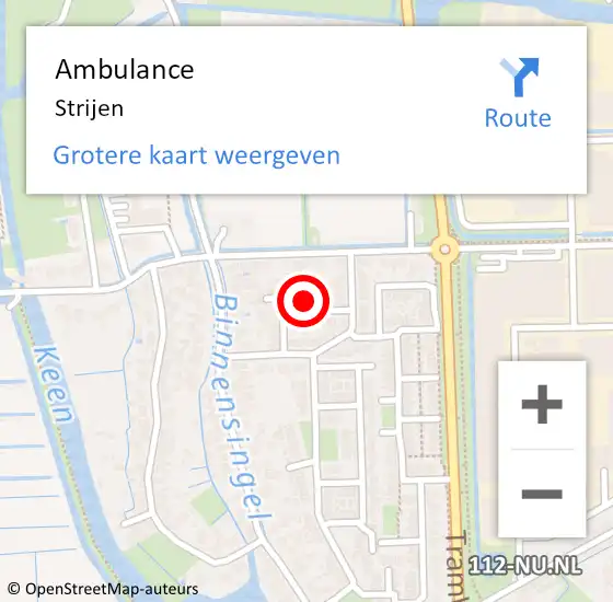 Locatie op kaart van de 112 melding: Ambulance Strijen op 28 augustus 2019 13:40