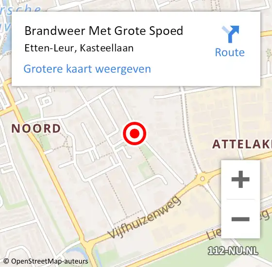 Locatie op kaart van de 112 melding: Brandweer Met Grote Spoed Naar Etten-Leur, Kasteellaan op 28 augustus 2019 13:43