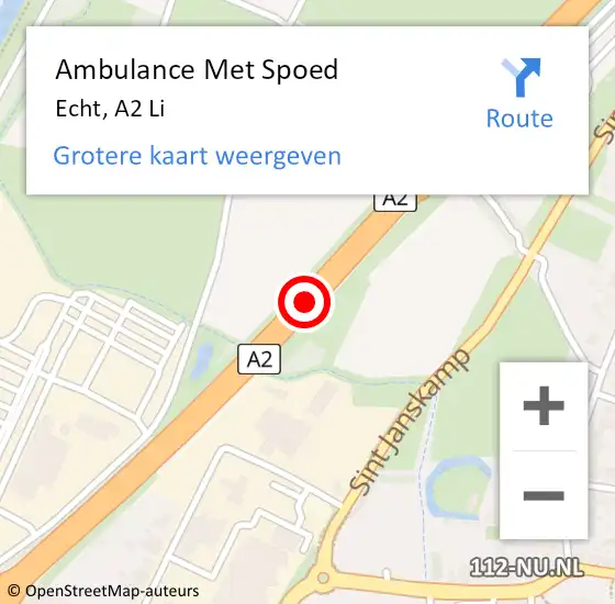 Locatie op kaart van de 112 melding: Ambulance Met Spoed Naar Echt, A2 Re op 28 augustus 2019 13:47