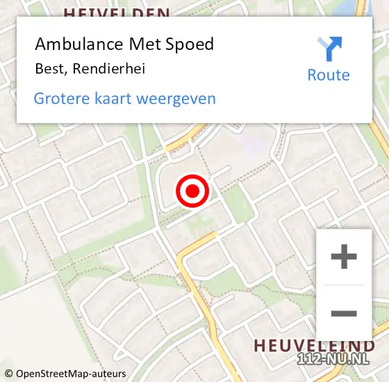 Locatie op kaart van de 112 melding: Ambulance Met Spoed Naar Best, Rendierhei op 28 augustus 2019 14:23