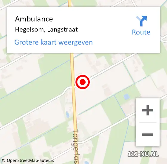 Locatie op kaart van de 112 melding: Ambulance Hegelsom, Langstraat op 28 augustus 2019 14:28