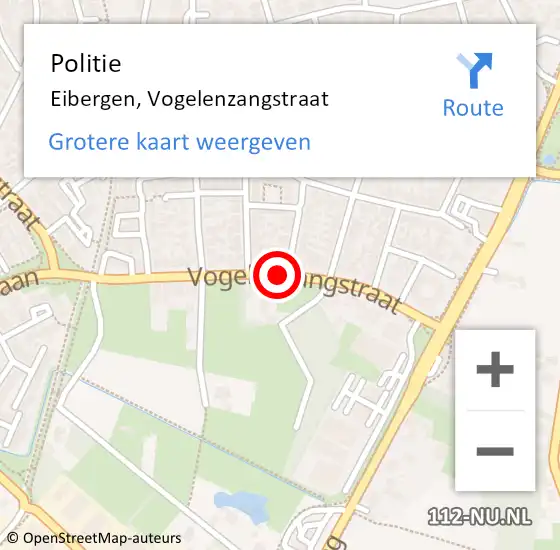 Locatie op kaart van de 112 melding: Politie Eibergen, Vogelenzangstraat op 28 augustus 2019 14:44
